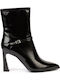 Leder Stiefeletten Damen Schwarz