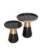 Round Side Coffee Table Oluf Metal Matte Black-Gold 2 Pieces W50xL50xH55cm
