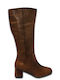 Medium Heel Women's Boots with Zipper Brown
