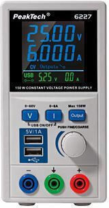 PeakTech Laboratory Power Supply with 1 Channel 60V 6A and Maximum Power 150W 6227
