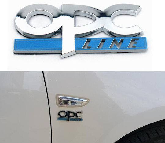 Car 243047 Metal Sticker Emblem Opc Line 9x5cm Chrome-Blue 1 Piece