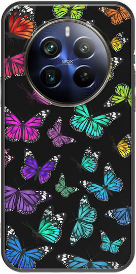 Colorful Butterflies Realme 12+ 5g Black Tpu Μαύρη Σιλικόνη
