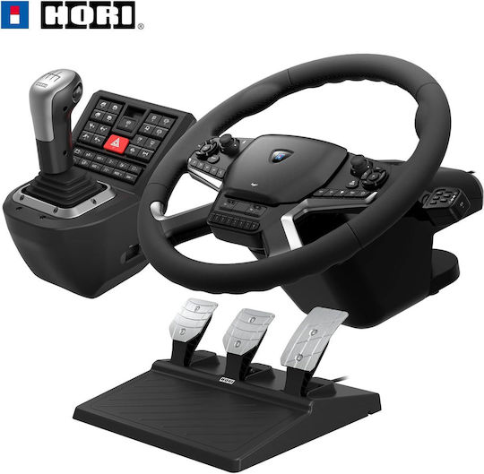 Hori Force Feedback Truck Control System Steering Wheel with Shifter and Pedals for PC with 1800° Rotation