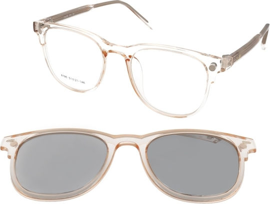Crulle Transparent Women's Acetate Prescription Eyeglass Frame with Clip-On