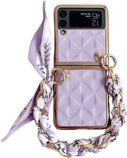 Back Cover Δερμάτινο / Δερματίνης με Λουράκι Μωβ (Galaxy Z Flip3 5G)