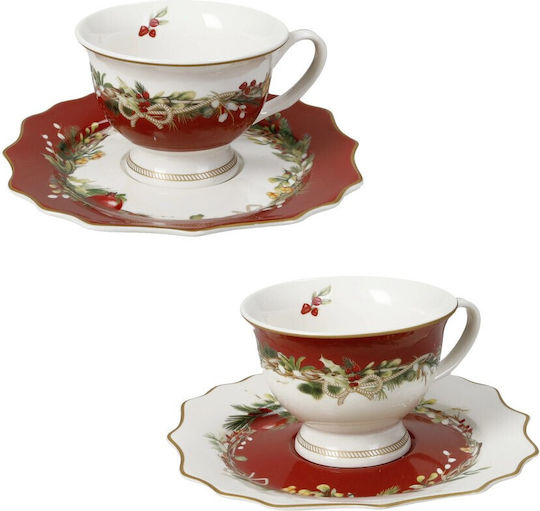 Brandani Set Christmas Cups Porcelain Brown 2pcs