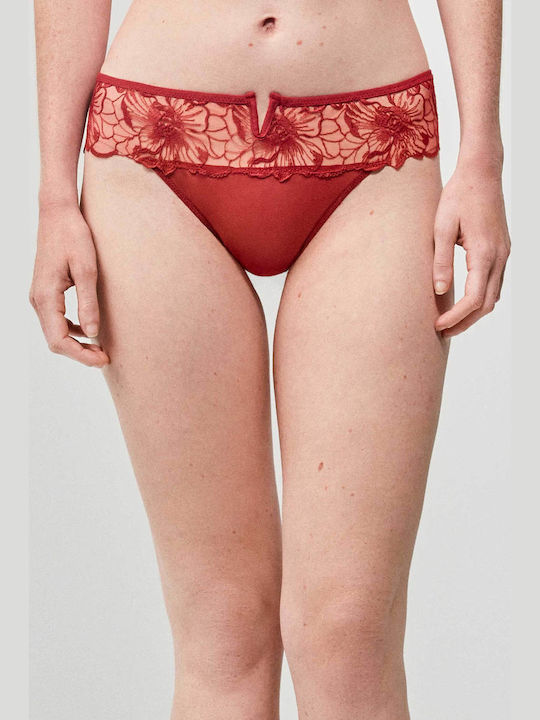 Дамско Слип с дантела Dark Red