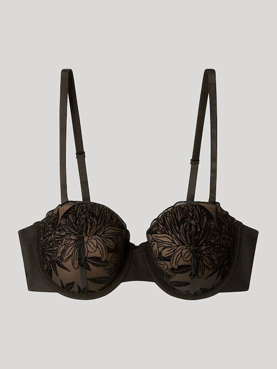 Strapless Bra with Light Padding Underwire Black
