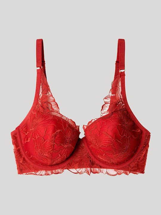 Bra with Light Padding Underwire Dark Red