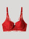 Bra with Light Padding Underwire Dark Red