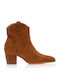 Wildleder Damen Cowboy-Stiefeletten mit mittlerem Absatz Braun