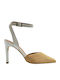 Leder Pumps mit Riemchen & hoher Absatz Beige
