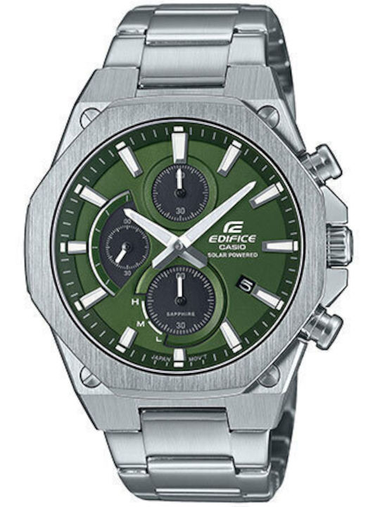 Casio Edifice Men's Watch Chronograph Solar with Silver Metal Bracelet