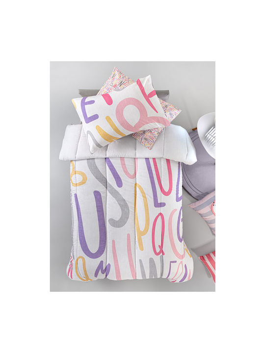 Guy Laroche Duvet Set Single 160x220cm Letters Pink 2pcs 530 GSMGsm