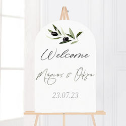 Ξύλινη Οβάλ Πινακίδα Γάμου Ελιά 60x40 Cm
