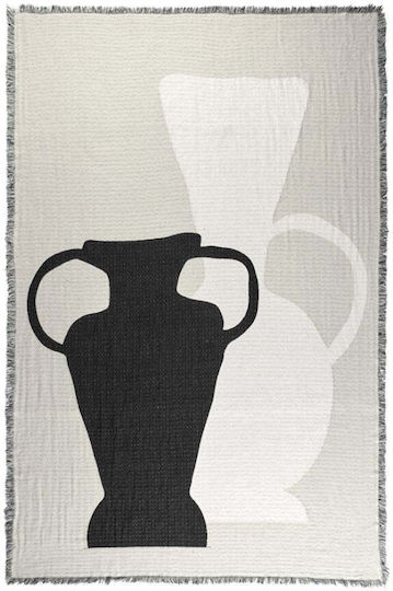 Broste Copenhagen Ριχτάρι Πολυθρόνας Πλεκτό 130x180εκ. Μπεζ/Μαύρο 70030212