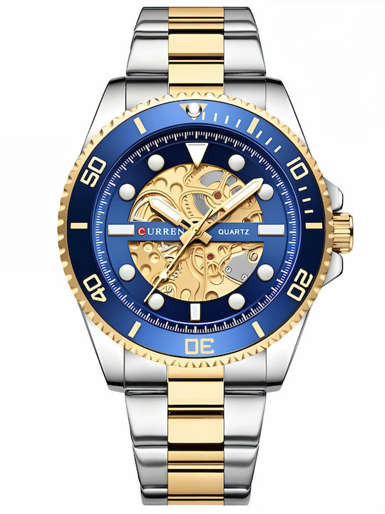 Curren Men's Watch 44mm Battery with Silver Metal Bracelet