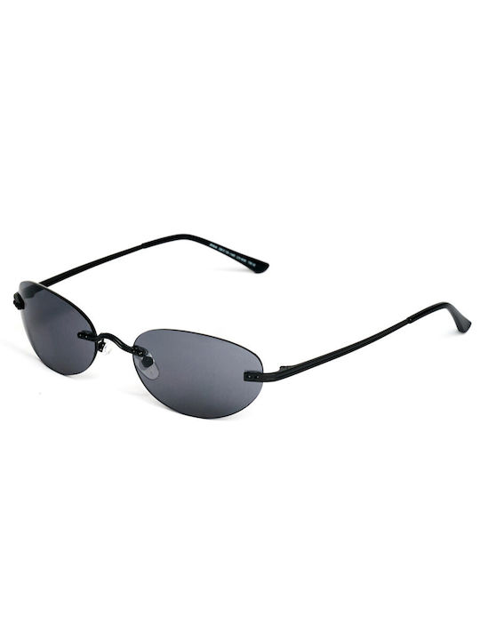 AV Sunglasses Unisex Sunglasses with Black Metal Frame and Black Lens