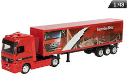 CarMotion Mercedes Truck With Trailer Metall Modellfigur Lkw Rot im Maßstab 1:43 36.5x9x6cm.
