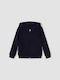 Kinder-Sweatshirt Strickjacke mit Kapuze und Taschen Blau