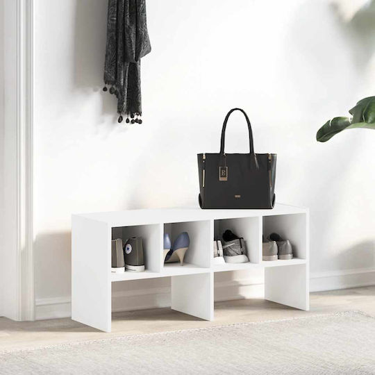 Entry Furniture with Shoe Rack & Wardrobe White 89.5x30x40cm