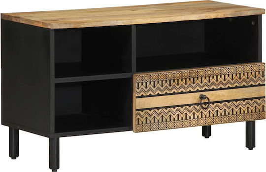 TV Stand Made of Solid Wood Black M80xD33.5xH46cm