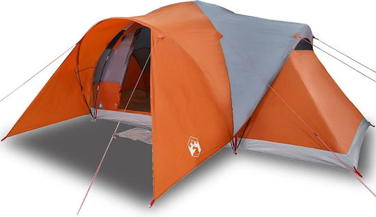 vidaXL Camping Tent Tunnel Gray 3 Seasons for 6 People 494x370x190cm Grey/Orange