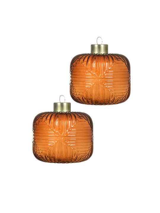 Hängendes Kürbis Ornament Glas Orange 7.8x8.6cm Set 2Stück