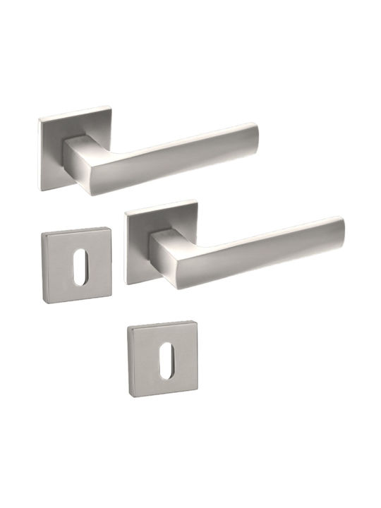 Conset Door Handle Pair Rose C2335-s05 Matte Nickel