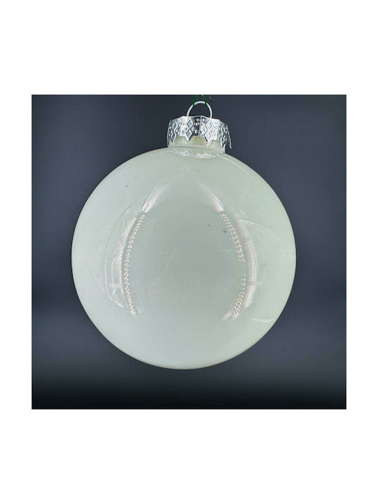 Hanging Ball Ornament Ornament Glass White 10cm