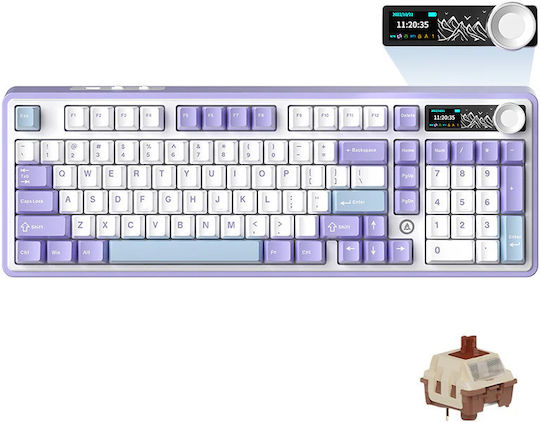 Ajazz AK980 Wireless Gaming Mechanical Keyboard with Merrard switches and RGB lighting (English US) Purple