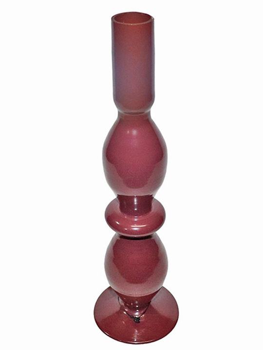 Zaros Candle Holder Glass in Red Color 9x29cm 1pcs
