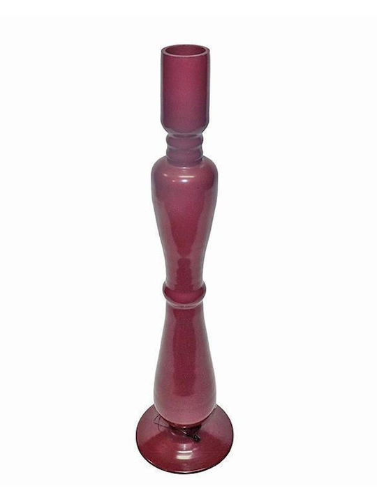 Zaros Candle Holder Glass in Red Color 9x37cm 1pcs
