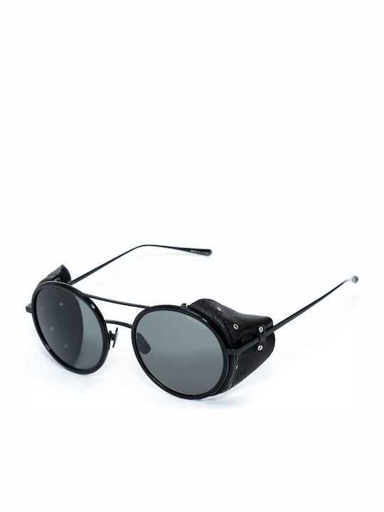 Belstaff Unisex Sunglasses with Black Metal Frame and Black Lens