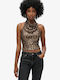 Women's Sleeveless Draped Top Gold Brown Brown