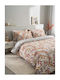 Vesta Home Set Cotton Duvet Cover 170x240cm Single with Pillowcase Aspa Orange