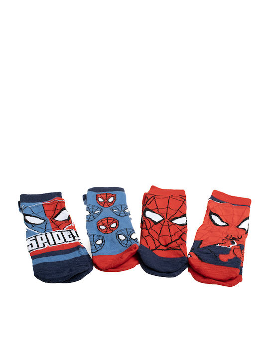 Spiderman Παιδικές Κάλτσες RED-BLUE 4 Ζευγάρια