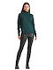 Women's Long Sleeve Sweater Cotton Turtleneck Green