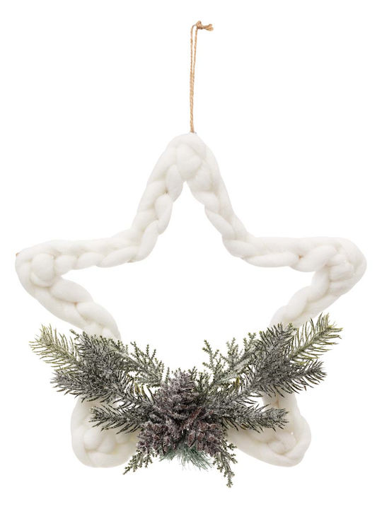 Fabric Christmas Decorative Pendant Star 28x30cm White