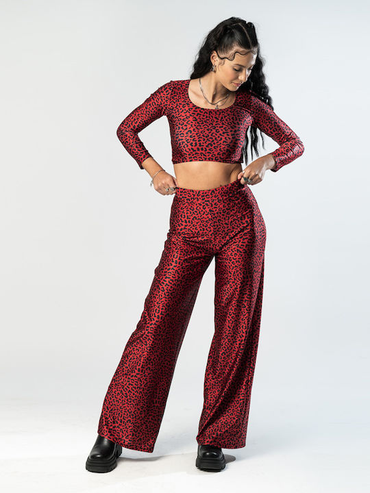 Women's Pantaloons in Regular Fit Leopard Red