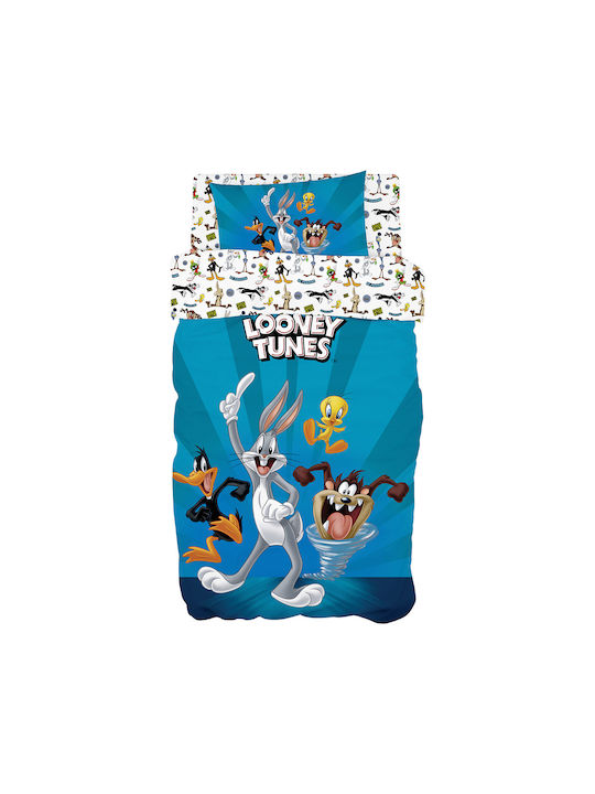 Beauty Home Set Kids Sheets Cotton Looney Tunes Blue 165x250cm 3 Pieces