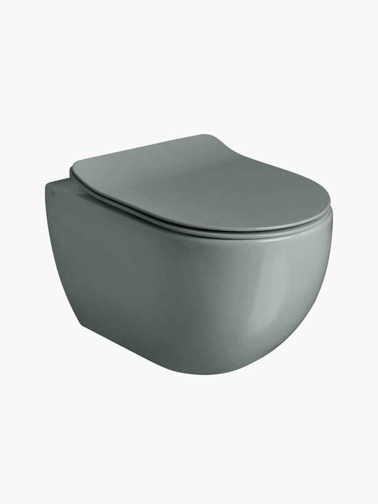 AXA Porcelaine Wall-Mounted Toilet Rimless with Slim Cover Duroplast Glomp Lago Glossy