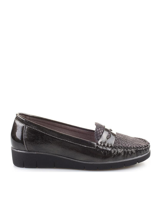 Fshoes Patent Leather Women's Moccasins in Gray...