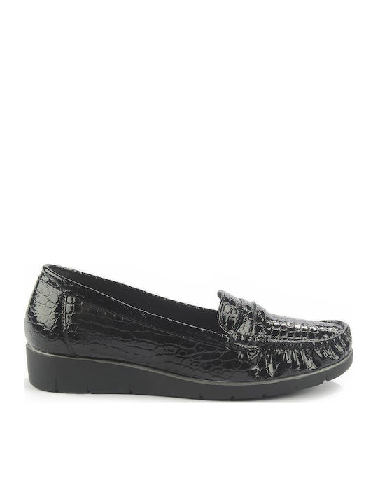 Fshoes Patent Leather Women's Moccasins in Blac...