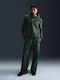 Long Women's Sweatshirt Hooded Vintage Green / Sail