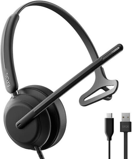 Epos Impact 730T Auf dem Ohr Multimedia-Headsets mit Mikrofon und Verbindung USB-A / USB-C in Schwarz Farbe