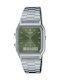 Casio Аналогов/Дигитален Мъжки Часовник Хронограф На Батерия със Сребърна Метална Гривна