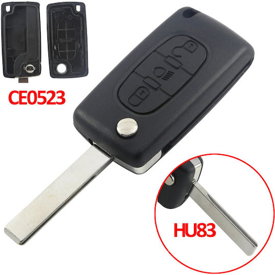 Car Key Shell with Blade with 3 Buttons for Citroen / Peugeot