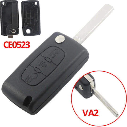 Car Key Shell with Blade with 3 Buttons for Citroen / Peugeot