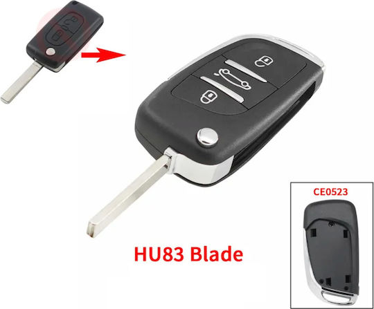 Car Key Shell with Blade with 3 Buttons for Citroen / Peugeot